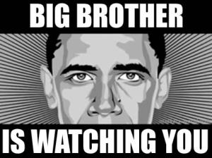 Caption of Big Brother is watching you ever Obama's face
